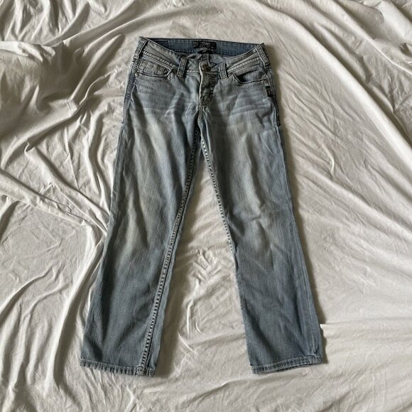 Silver Jeans Co. Suki Capri Light Wash Denim Womens W27 Western Glove Works - Picture 4 of 10